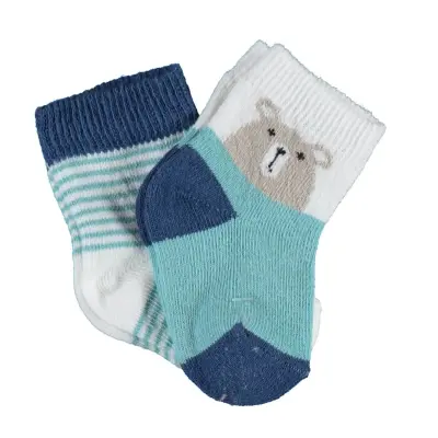 Bibaby Kız Organik Çorap Soket 2li Hello Teddy Bear Yeşil - 3