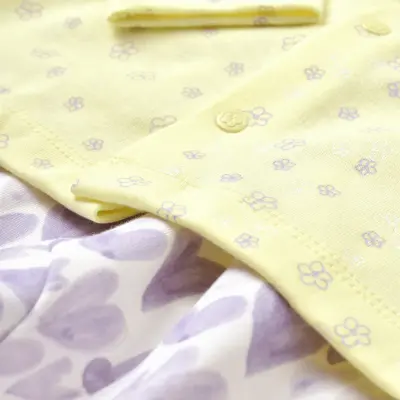 Bibaby Kız Organik Pijama Takımı Love You Baby Yellow Lavander - 5
