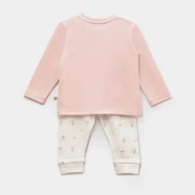 Bibaby Kız Organik Pijama Takımı The Flowers Ekru - Pembe - 2