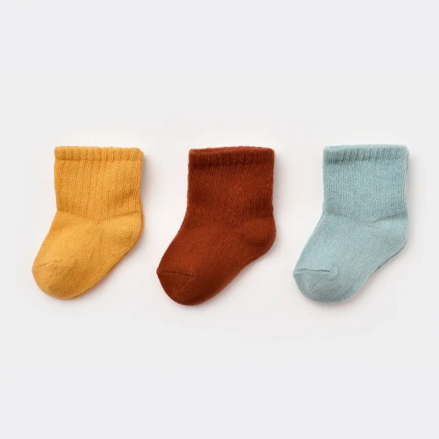 Bibaby Organik Çorap Soket 3lü Kaymaz Basic Tarçın -Nil - Hardal - 4