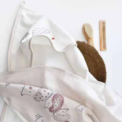 Bibaby Unisex Havlu Takımı Müslin Bambu Clouds Are Happy Bej - 6