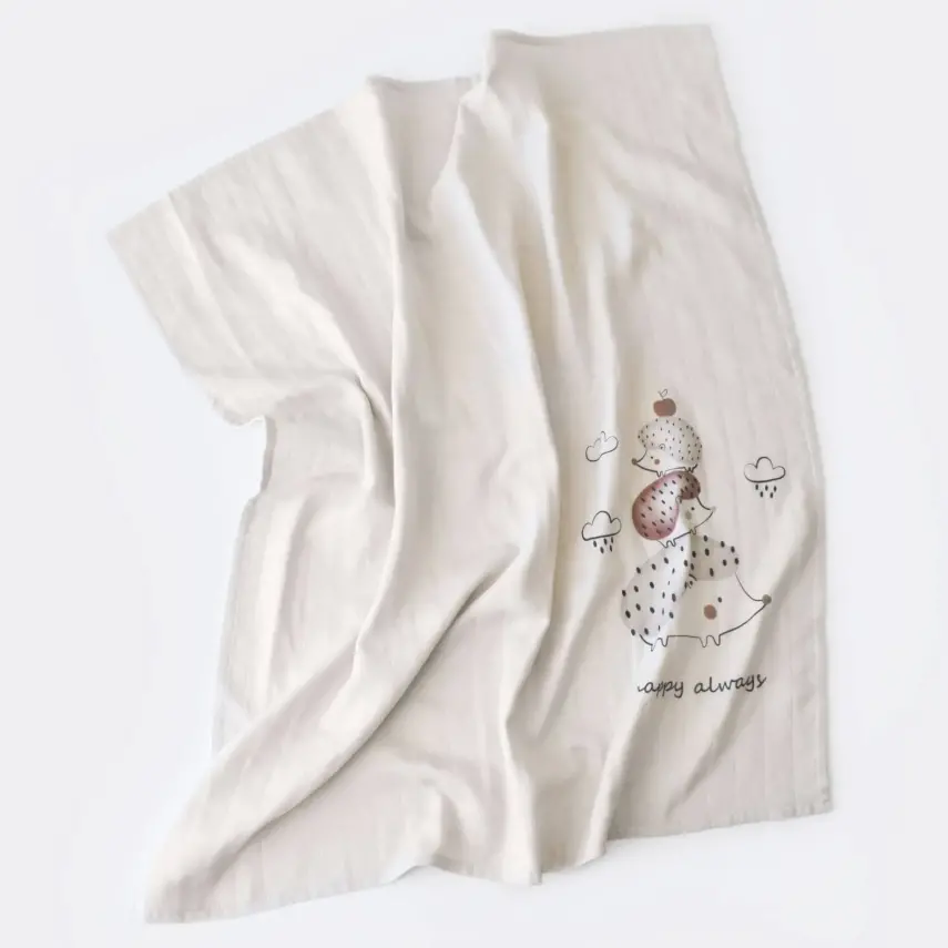 Bibaby Unisex Havlu Takımı Müslin Bambu Clouds Are Happy Bej - 7