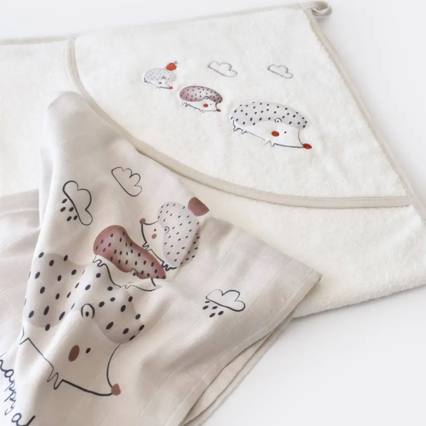 Bibaby Unisex Havlu Takımı Müslin Bambu Clouds Are Happy Bej - 8