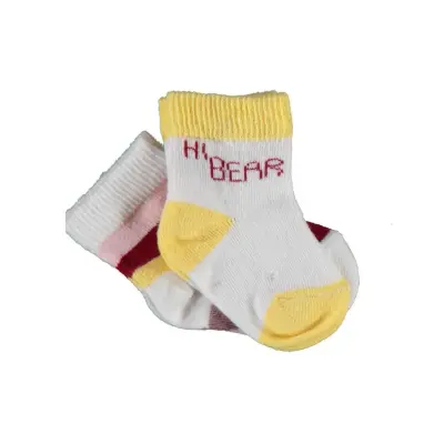 Bibaby Unisex Organik Çorap Soket 2li Hi Rainbow Hi Bear Somon