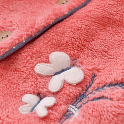 Bibaby Unisex Organik Hırka Wild Flowers Coral - 7