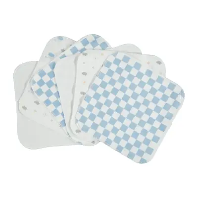 Bibaby Unisex Organik Mendil 6lı Penye Desenli Mavi