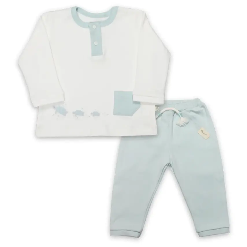 Bistyle 2li Takım Hello World Mint - Ekru - 1