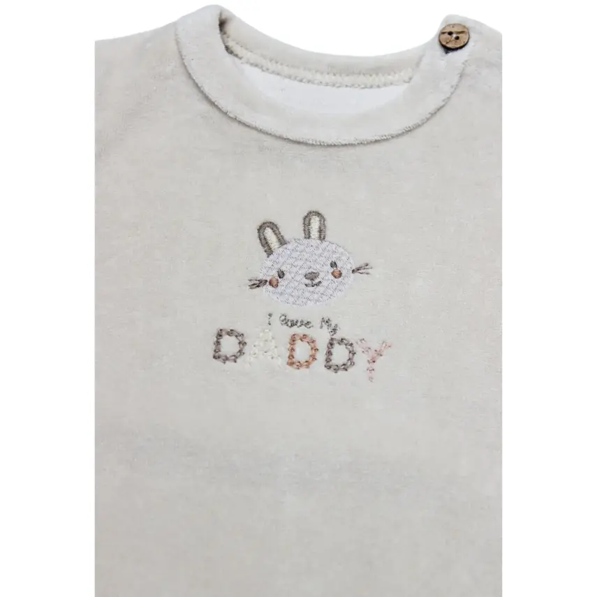 Bistyle 2li Takım Kadife I Love Daddy Bej - Turuncu - 7