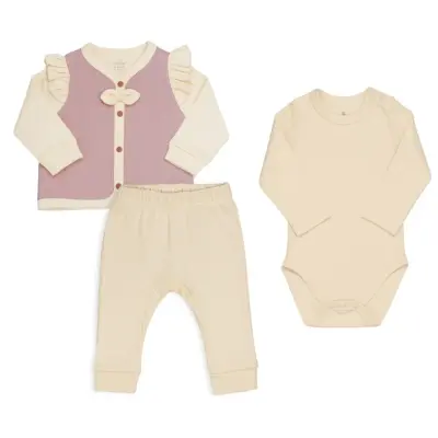 Bistyle 3lü Takım Princess Ekru - Gül Kurusu - 11