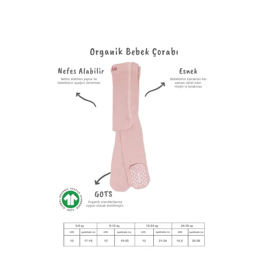 Bistyle Çorap Külotlu Kaymaz Penye Basic Pembe - 3