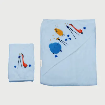 Bistyle Erkek Bebek Havlu Luluco Bird And Bear 75x75cm Mavi