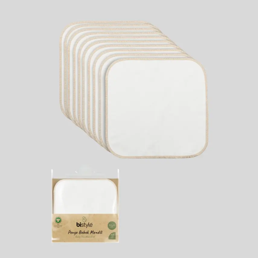 Bistyle Küçük Boy 10lu Bebek Mendil Penye Ekru - 1