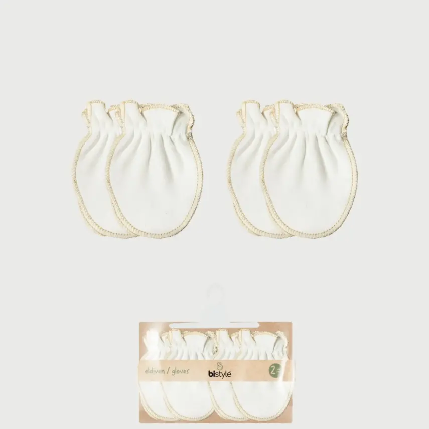 Bistyle Organik Bebek Eldiven 2li Basic Penye Ekru Unisex - 1