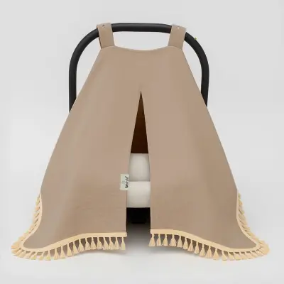 Bistyle Unisex Müslin Puset Yüz Örtüsü Püsküllü Bej