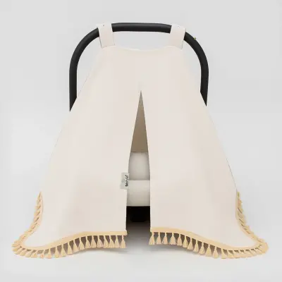 Bistyle Unisex Müslin Puset Yüz Örtüsü Püsküllü Ekru - 1