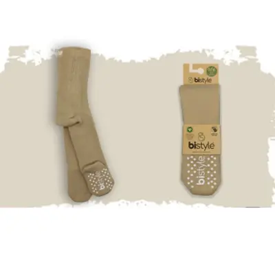 Bistyle Unisex Organik Çorap Külotlu Kaymaz Havlu Bej - 4