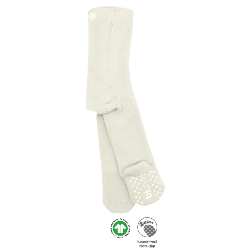 Bistyle Unisex Organik Çorap Külotlu Kaymaz Havlu Ekru - 3