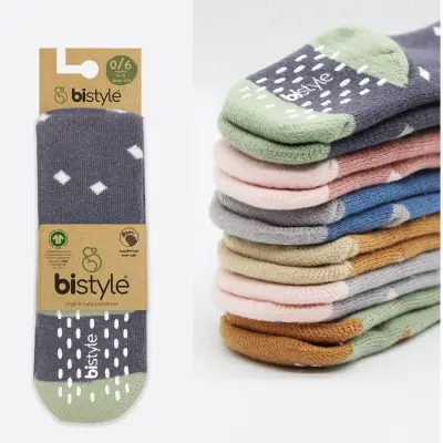 Bistyle Unisex Organik Çorap Külotlu Kaymaz Havlu Puanlı Antrasit - 12