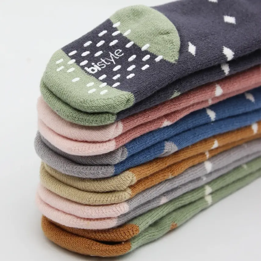 Bistyle Unisex Organik Çorap Külotlu Kaymaz Havlu Puanlı Gri - 9