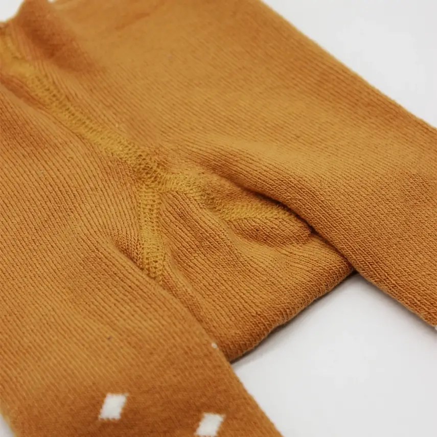 Bistyle Unisex Organik Çorap Külotlu Kaymaz Havlu Puanlı Hardal - 3