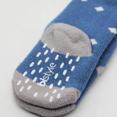 Bistyle Unisex Organik Çorap Külotlu Kaymaz Havlu Puanlı İndigo - 3