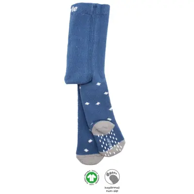 Bistyle Unisex Organik Çorap Külotlu Kaymaz Havlu Puanlı İndigo - 1