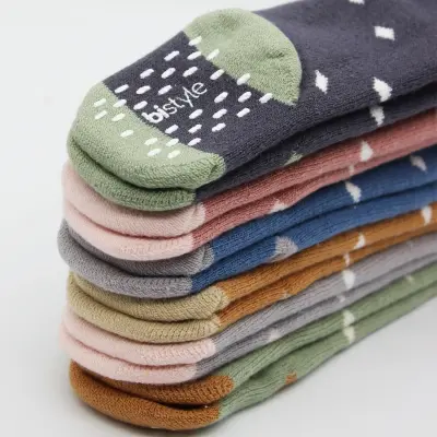 Bistyle Unisex Organik Çorap Külotlu Kaymaz Havlu Puanlı Pudra - 5