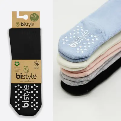 Bistyle Unisex Organik Çorap Külotlu Kaymaz Havlu Siyah - 17
