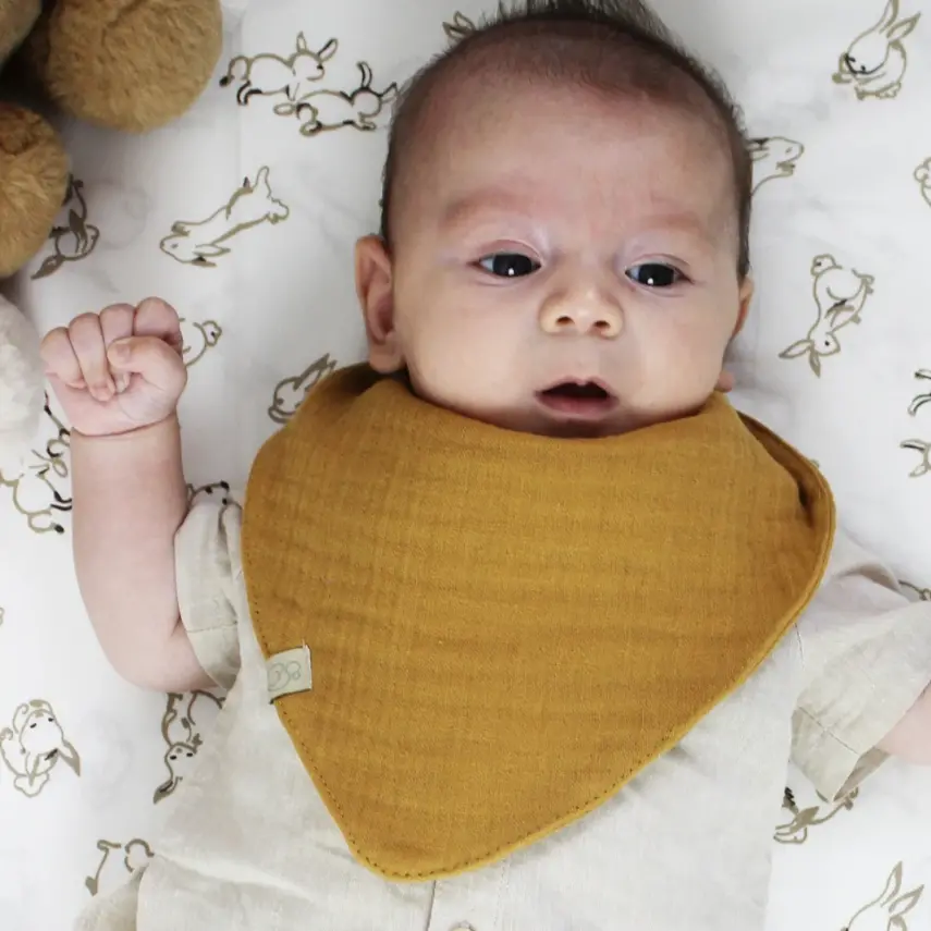 Bistyle Unisex Organik Fular Önlük Müslin 3lü Kiremit - Bej - Hardal - 7