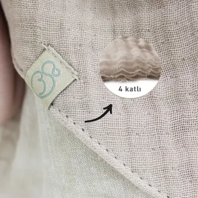 Bistyle Unisex Organik Fular Önlük Müslin 3lü Kiremit - Bej - Hardal - 8