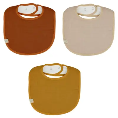 Bistyle Unisex Organik Fular Önlük Müslin 3lü Kiremit - Bej - Hardal (1)
