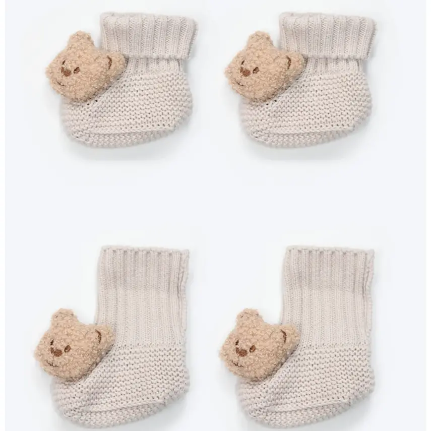 Bistyle Unisex Patik Triko Seperatörlü Aksesuarlı Bej - 4