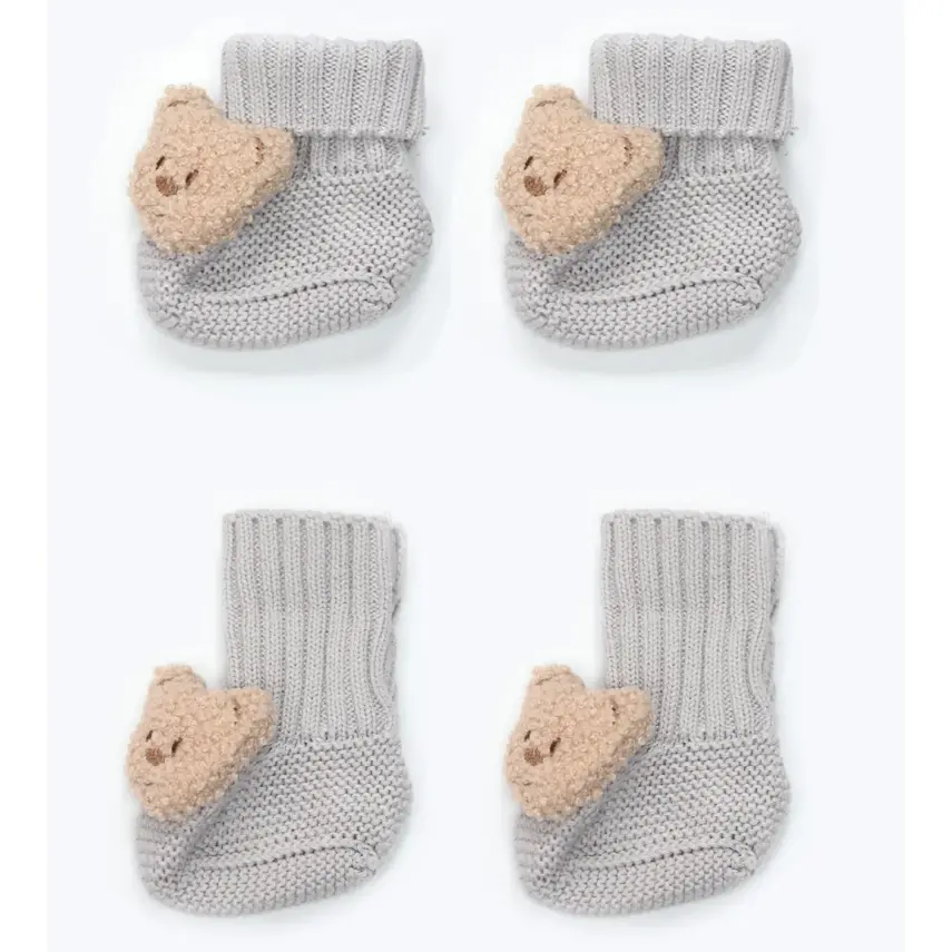 Bistyle Unisex Patik Triko Seperatörlü Aksesuarlı Gri - 4