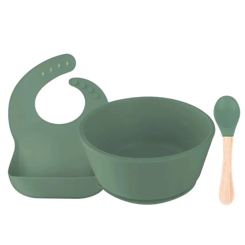 BM Care BLW Silikon Beslenme Seti 3 lü Yeşil - 1