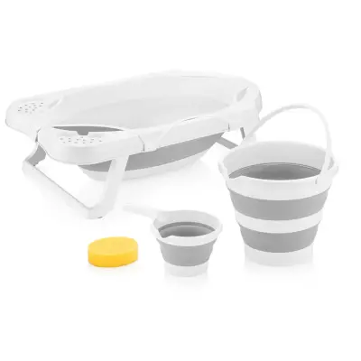BM Care Katlanabilir Bebek Banyo Küvet Seti 5'li Gri