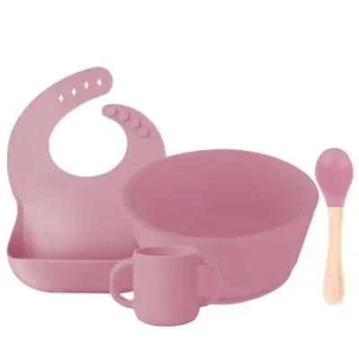 BM Care Silikon Beslenme Seti Mini Bardaklı 4 lü Pembe
