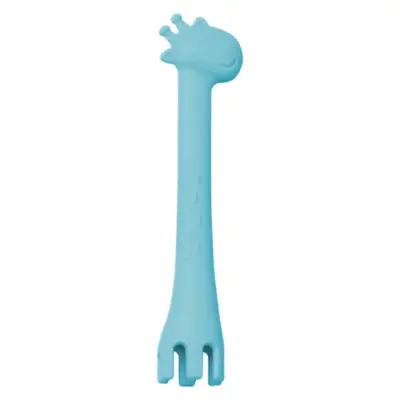 BM Care Silikon Çok Amaçlı Mama Çatal Kaşık Zürafa Mavi - 9