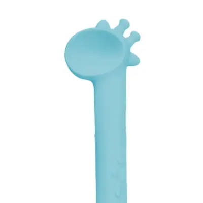 BM Care Silikon Çok Amaçlı Mama Çatal Kaşık Zürafa Mavi - 10