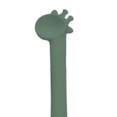 BM Care Silikon Çok Amaçlı Mama Çatal Kaşık Zürafa Yeşil  - 6