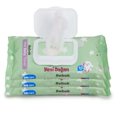 BM Care Yenidoğan Islak Havlu 3x40lı (1)