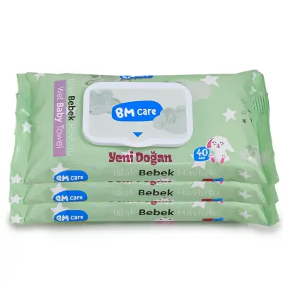 BM Care Yenidoğan Islak Havlu 3x40lı