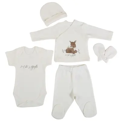 Bm Fabric Ceylan Desenli Yenidoğan 5'li Hastane Çıkışı Kız Bebek