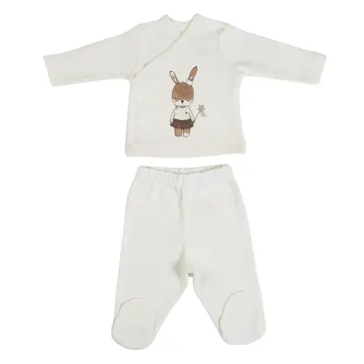 Bm Fabric Peri Tavşan Desenli Yenidoğan 5'li Hastane Çıkışı Kız Bebek (1)