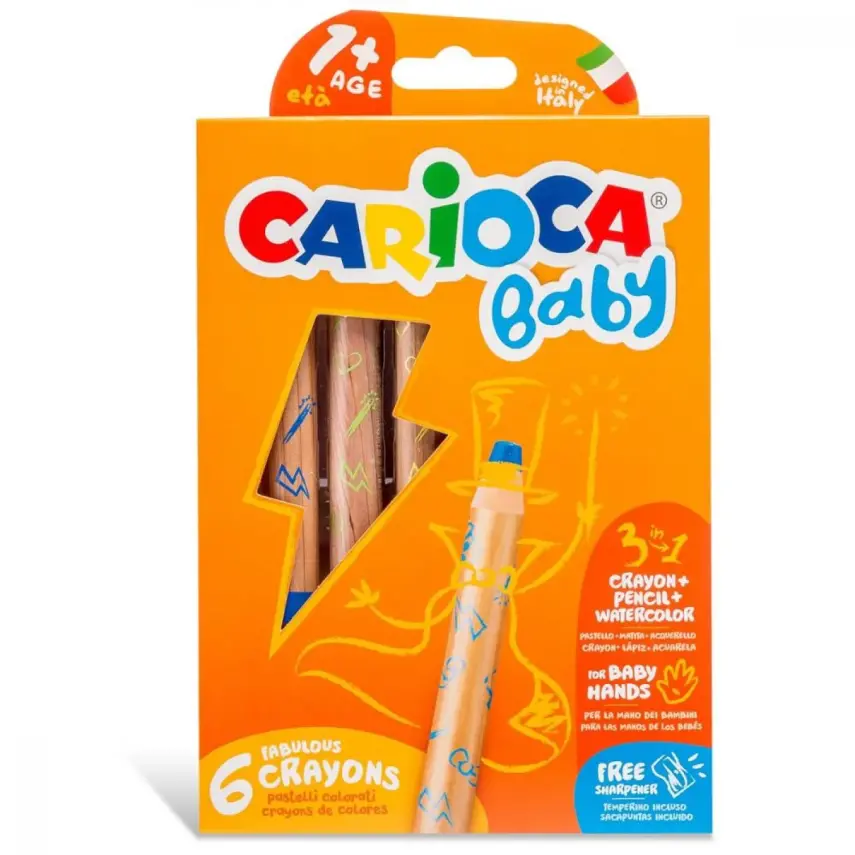 Carioca Baby Jumbo Ahşap Gövdeli Boya Kalemi 6lı - 1