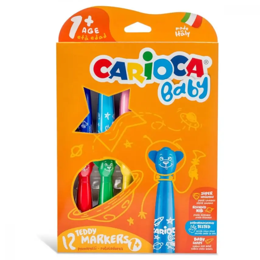 Carioca Baby Teddy Jumbo Yıkanabilir Keçeli Boya Kalemi 12li - 1