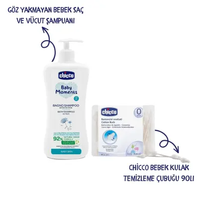 Chicco Baby Moments Bebek Şampuan + Kulak Tmizleme Çubuğu 90Lı (Avantaj Paketi) - 2