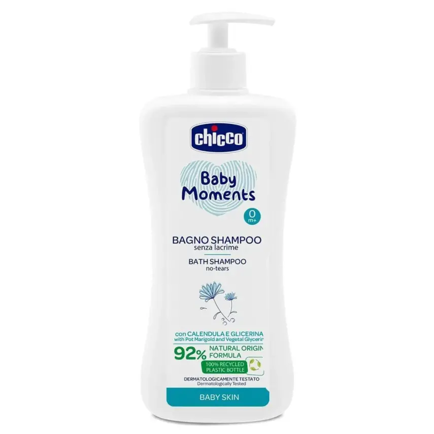Chicco Baby Moments Doğal Göz Yakmayan Bebek Saç ve Vücut Şampuanı 750 ml - 1