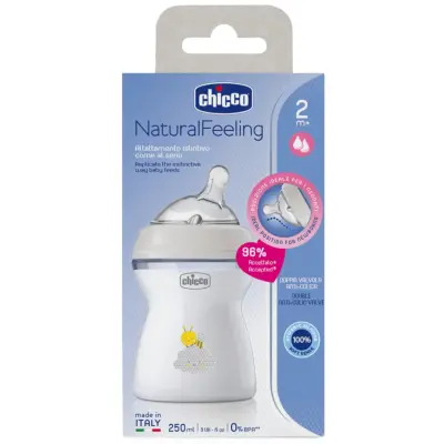 Chicco Natural Feeling Silikon Emzikli PP Biberon Desenli 250 ml 2+ Ay Yeni - 4