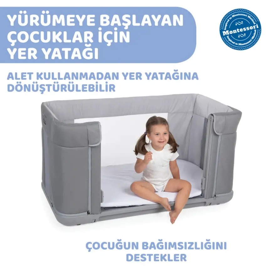 Chicco Next2Me Forever Anne Yanı Beşik Ash Grey Cross Collection - 3