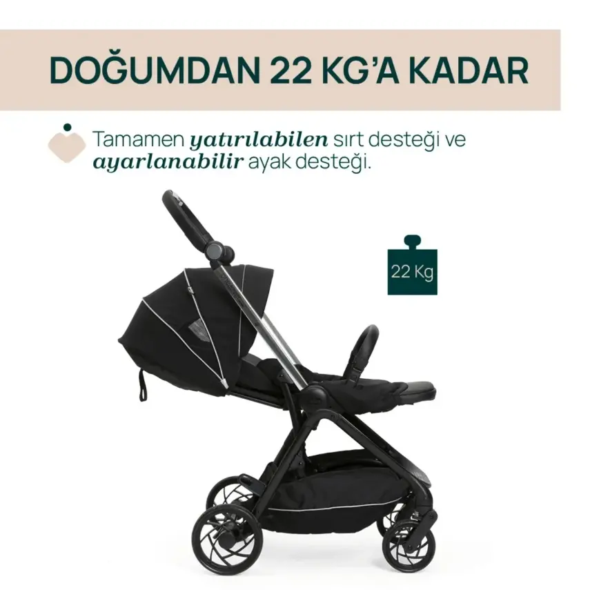 Chicco One4Ever Lounge Çift Yönlü Kolay Katlanabilen Travel Sistem-Seyahat Sistem Bebek Arabası Black Beauty - 6